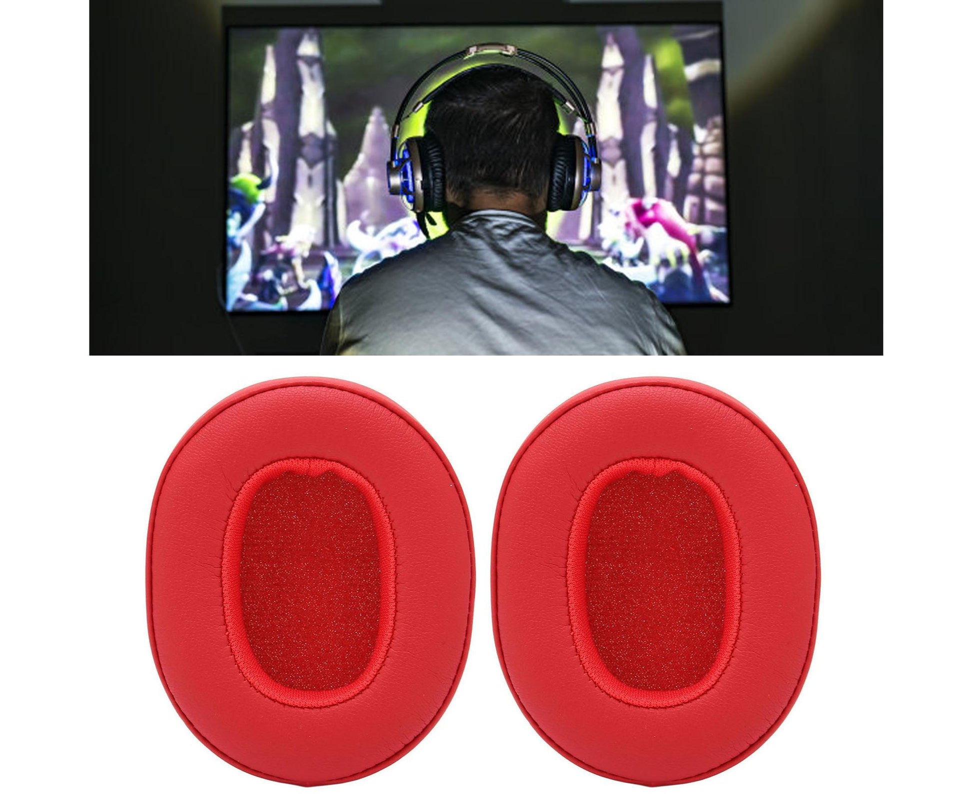 Protein Leather Replacement Ear Pads for Skullcandy Crusher 3.0 Wireless Hesh3 Repair PartsRed V1263-JX-113