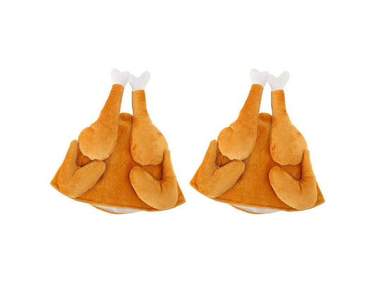 2PCS Roasted Turkey Hat Exquisite Thanksgiving Plush Turkey Hat for Halloween Costume Dress Up Party V1263-JX-1153