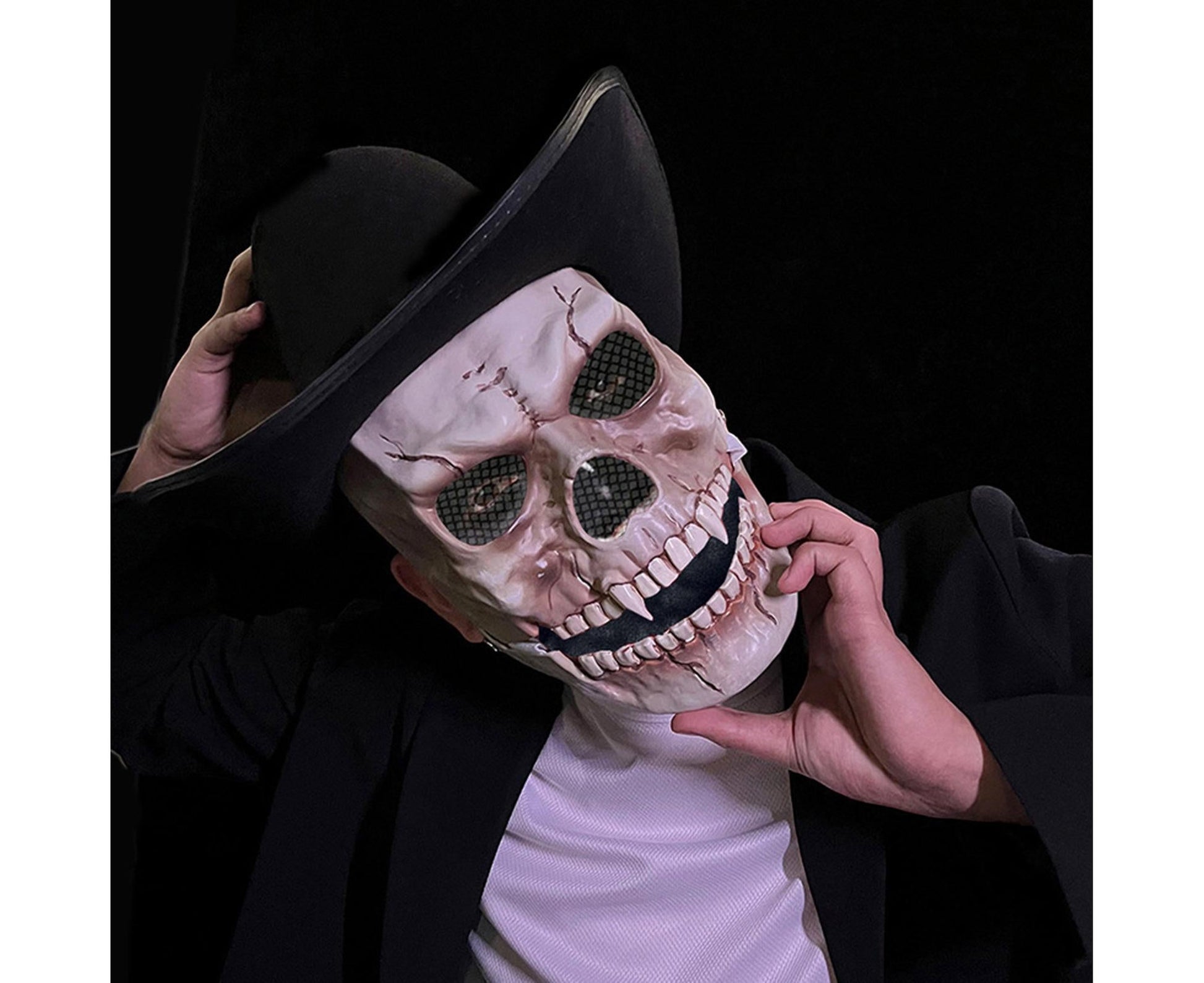 Adjustable Halloween Ghost Masque with Scary Looking Artificial Skeleton Face for Theme Parties Masquerade V1263-JX-1156