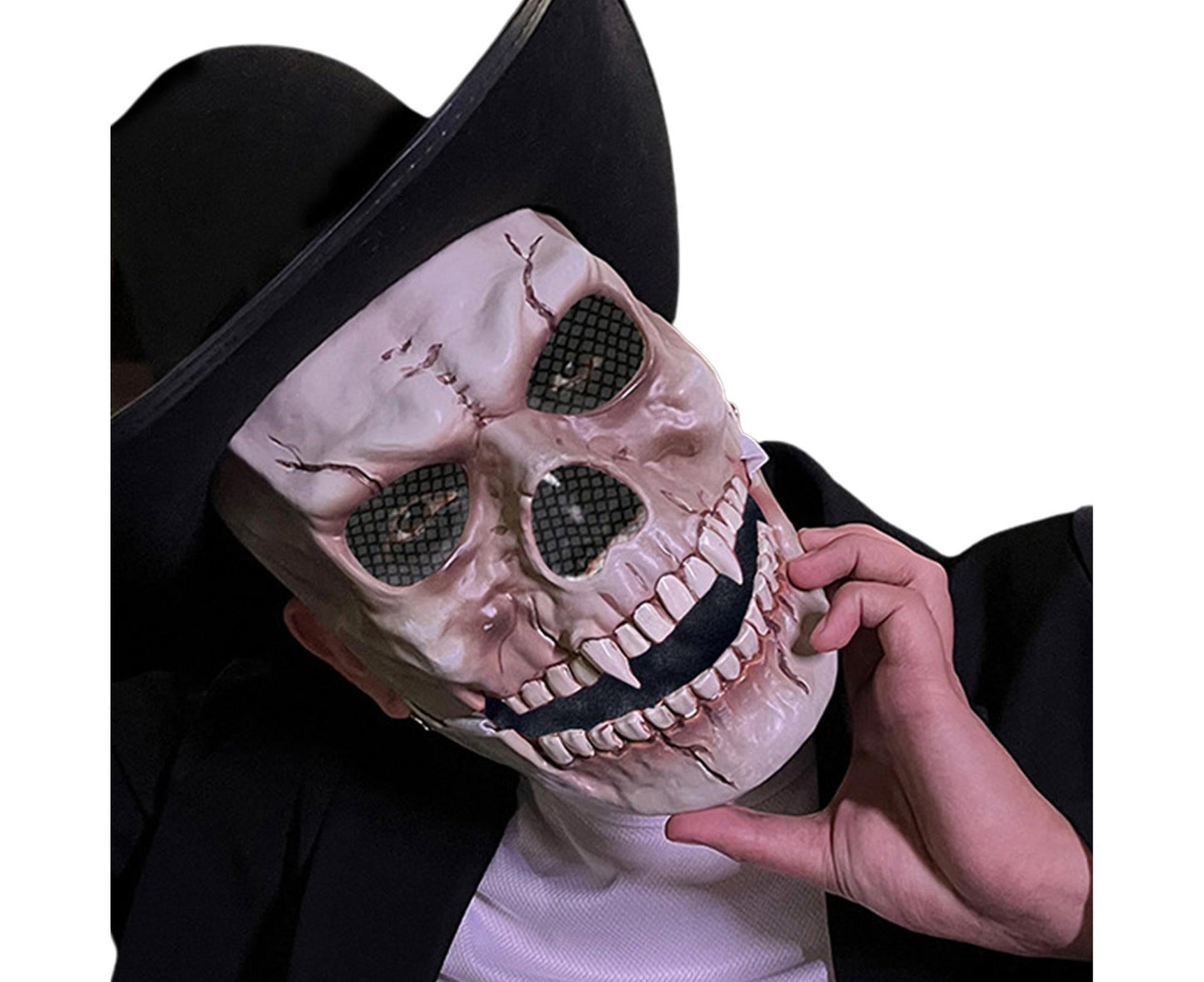 Adjustable Halloween Ghost Masque with Scary Looking Artificial Skeleton Face for Theme Parties Masquerade V1263-JX-1156