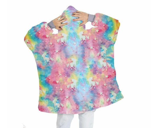 Colorful Unicorn Glow in The Dark Oversized Sweatshirt with Pockets Cute Unique Birthday Gift Women Warm Cozy V1263-JX-1159