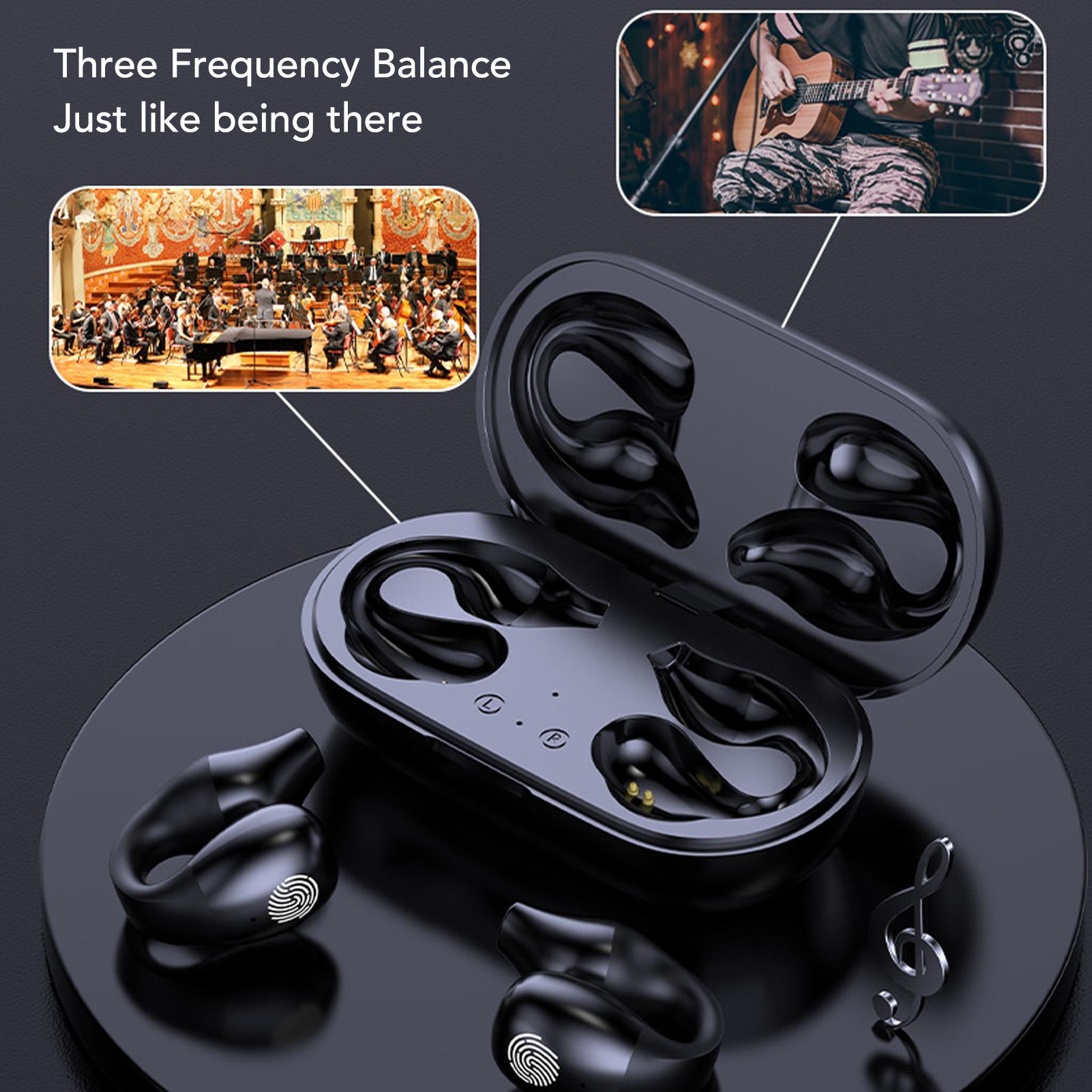 Open Ear Bluetooth Earbuds HiFi Noise Cancelling Waterproof Clip On Wireless Earphone for Cycling Driving V1263-JX-117
