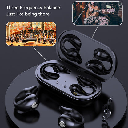 Open Ear Bluetooth Earbuds HiFi Noise Cancelling Waterproof Clip On Wireless Earphone for Cycling Driving V1263-JX-117