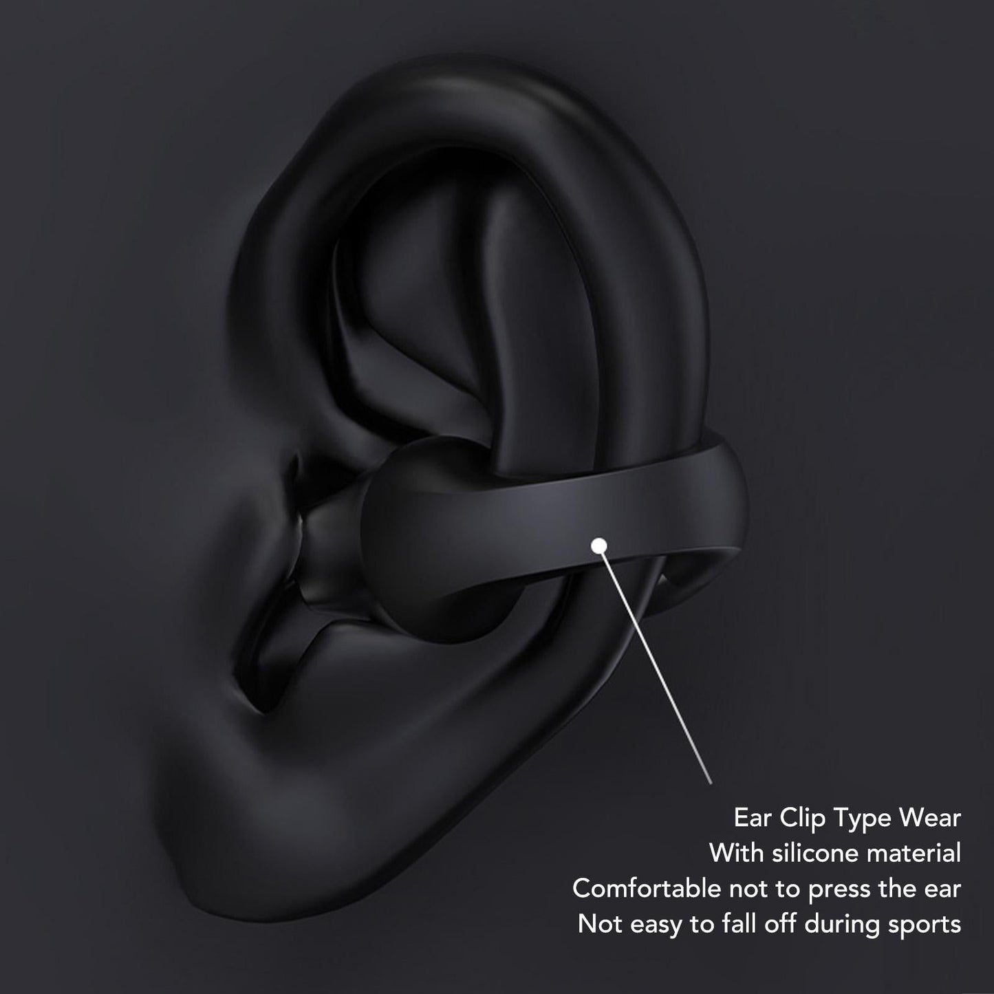 Open Ear Bluetooth Earbuds HiFi Noise Cancelling Waterproof Clip On Wireless Earphone for Cycling Driving V1263-JX-117