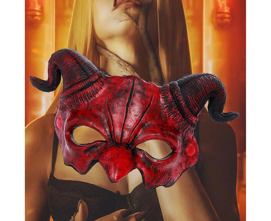 Halloween Masquerade Devil Mask Unique Scary Half Face Ram Horn Devil Mask for Halloween Costume Supplies V1263-JX-1170