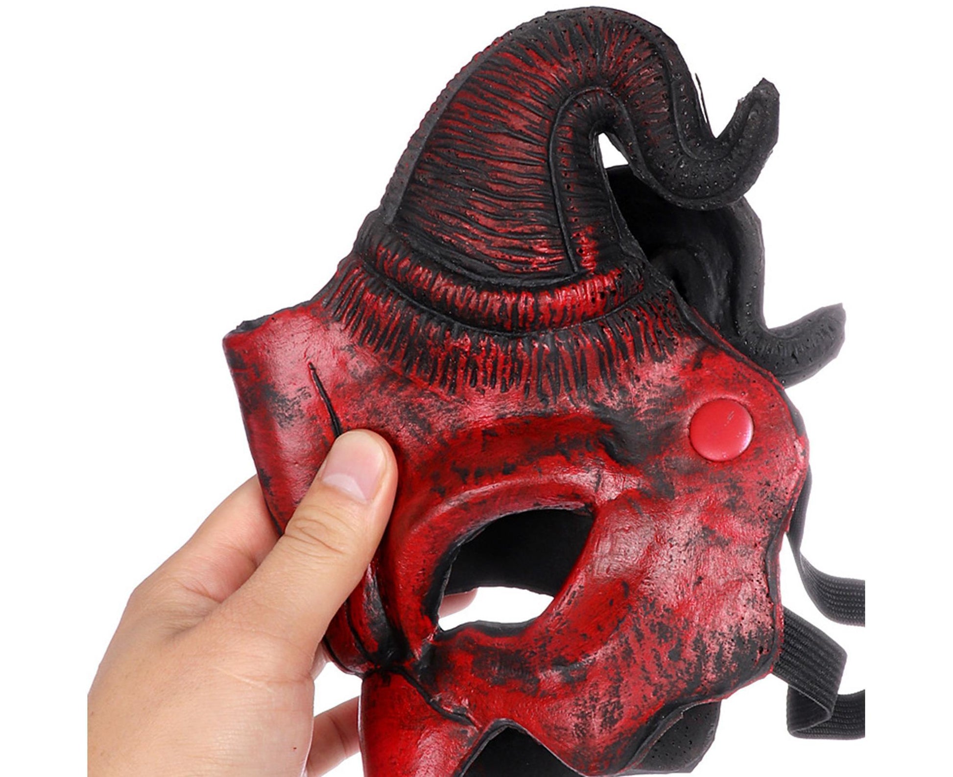 Halloween Masquerade Devil Mask Unique Scary Half Face Ram Horn Devil Mask for Halloween Costume Supplies V1263-JX-1170