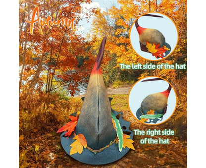 Halloween Witch Hat Halloween Party Magics Hat Felts Hat Maple Leaf Hat V1263-JX-1176