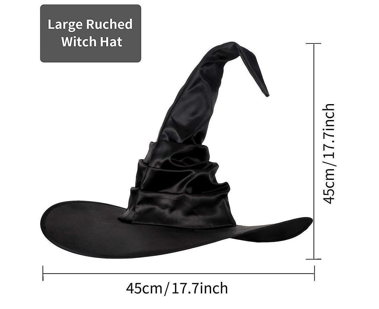 Hallowmas Halloween Pleated Witch Hat Party Witch Hat Black Witch Hat(1pcs, Black) V1263-JX-1179