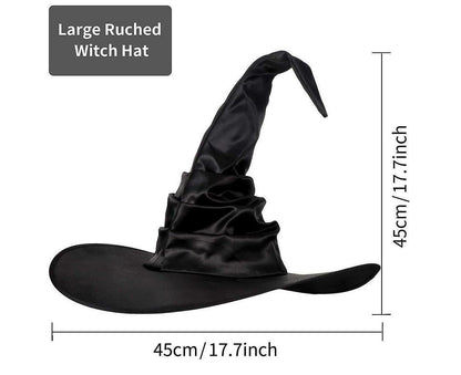 Hallowmas Halloween Pleated Witch Hat Party Witch Hat Black Witch Hat(1pcs, Black) V1263-JX-1179