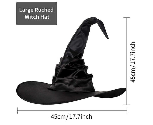 Hallowmas Halloween Pleated Witch Hat Party Witch Hat Black Witch Hat(1pcs, Black) V1263-JX-1179