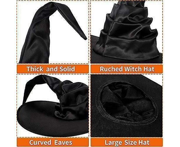 Hallowmas Halloween Pleated Witch Hat Party Witch Hat Black Witch Hat(1pcs, Black) V1263-JX-1179