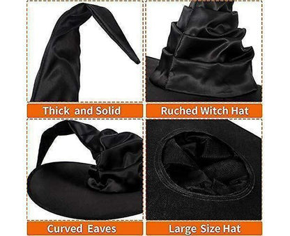 Hallowmas Halloween Pleated Witch Hat Party Witch Hat Black Witch Hat(1pcs, Black) V1263-JX-1179