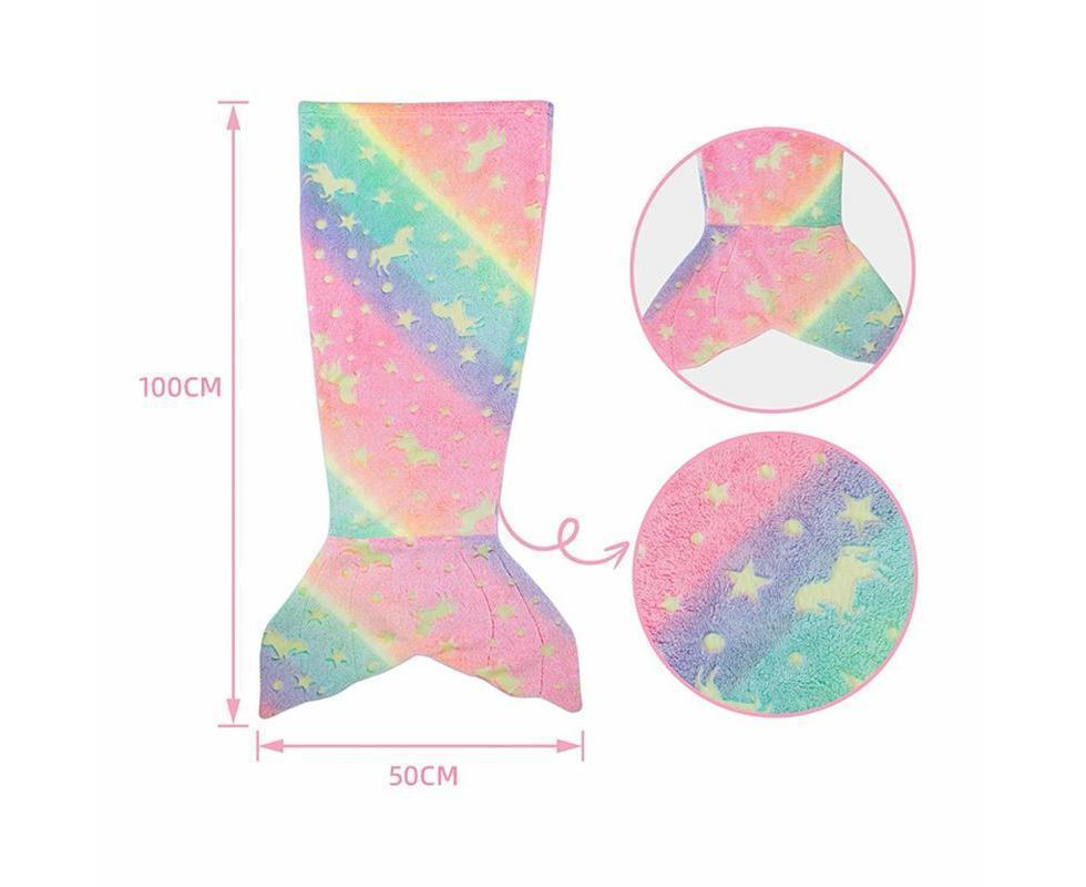 Mermaid Blanket Glow in The Dark Sleeping Bag Babies Birthday Gift Daughte-Pink Purple V1263-JX-1187