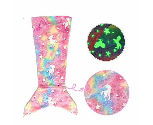 Mermaid Blanket Glow in The Dark Sleeping Bag Babies Birthday Gift Daughte-Pink Tie Dye V1263-JX-1188