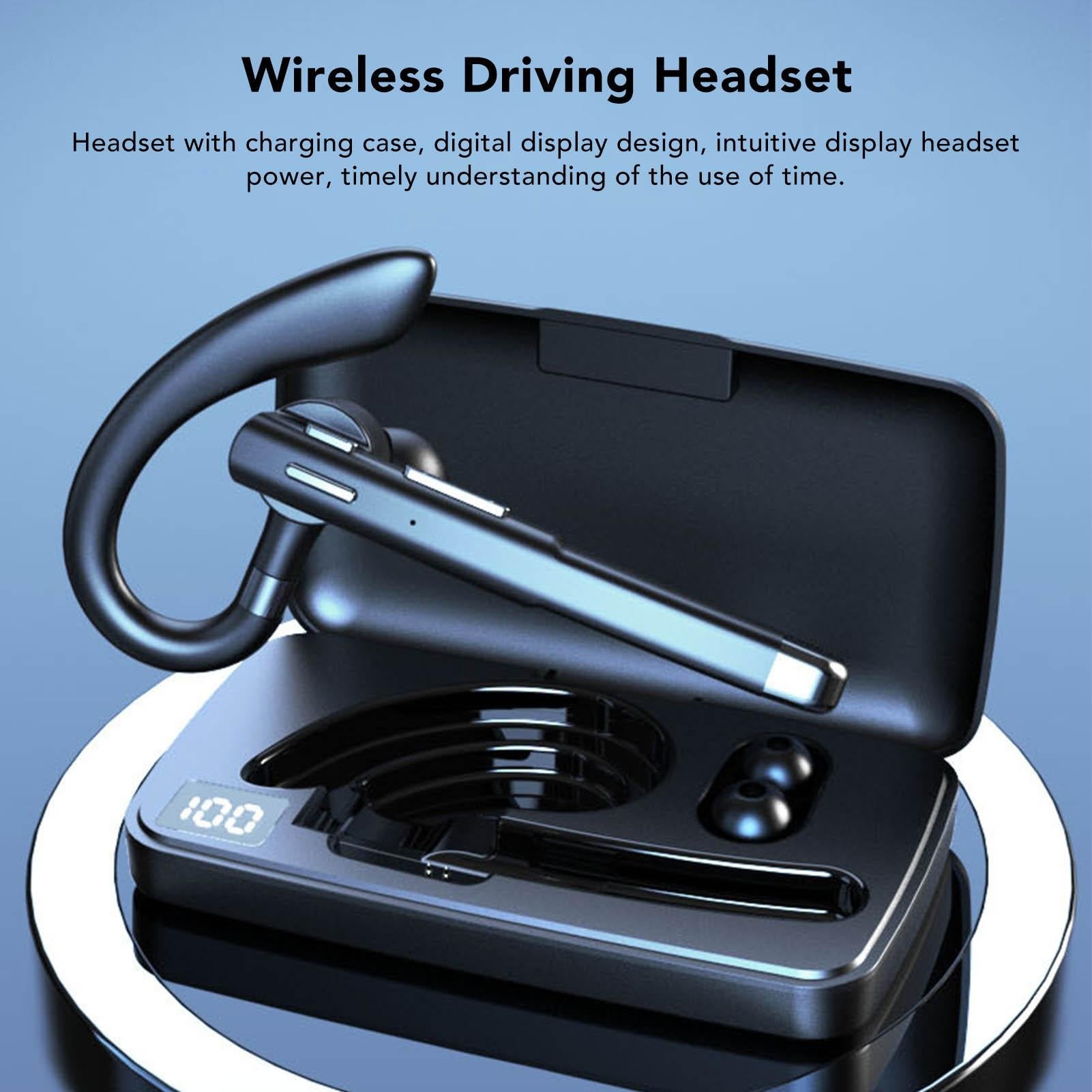Bluetooth Earpiece Noise Canceling Waterproof Digital Power Display Wireless Headset with Charging Case for V1263-JX-119