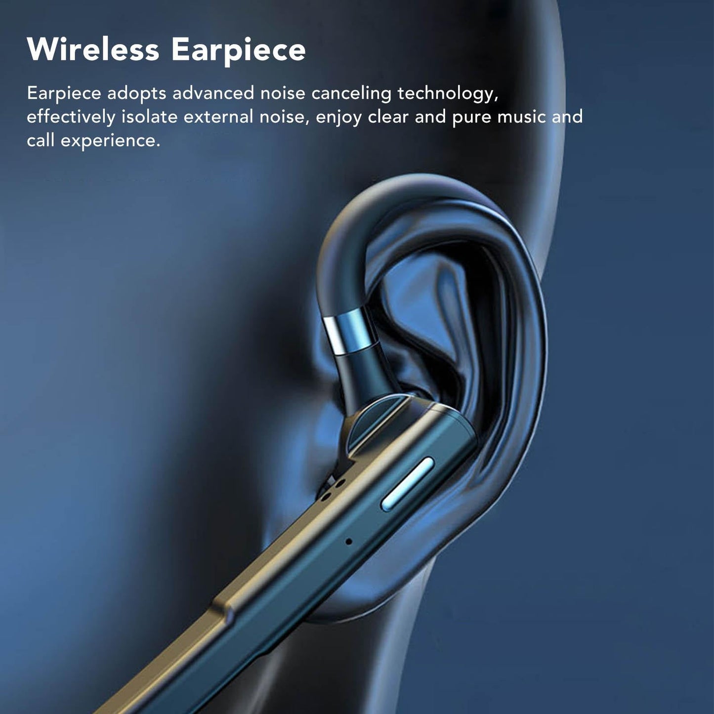 Bluetooth Earpiece Noise Canceling Waterproof Digital Power Display Wireless Headset with Charging Case for V1263-JX-119