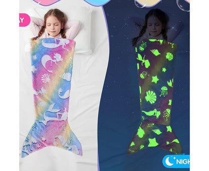Shell Mermaid Blanket Glow in The Dark Sleeping Bag Babies Birthday Gift Daughte V1263-JX-1193