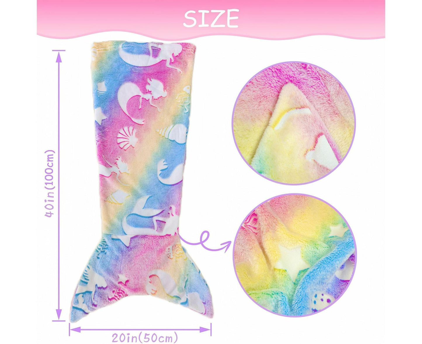 Shell Mermaid Blanket Glow in The Dark Sleeping Bag Babies Birthday Gift Daughte V1263-JX-1193