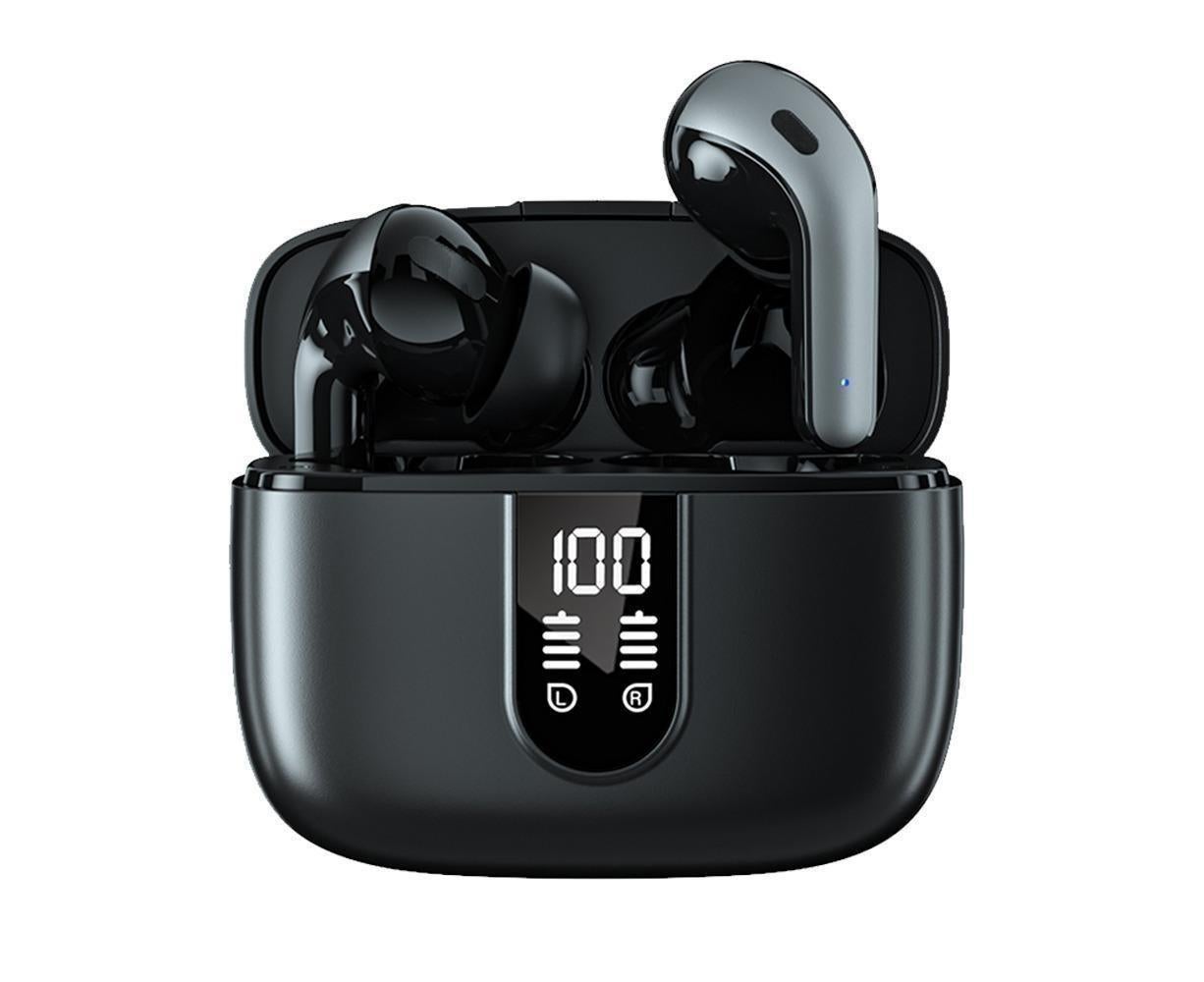 True Wireless Earbuds - LED Power Display - Bluetooth Earphones with Charging Case and Mic V1263-JX-12