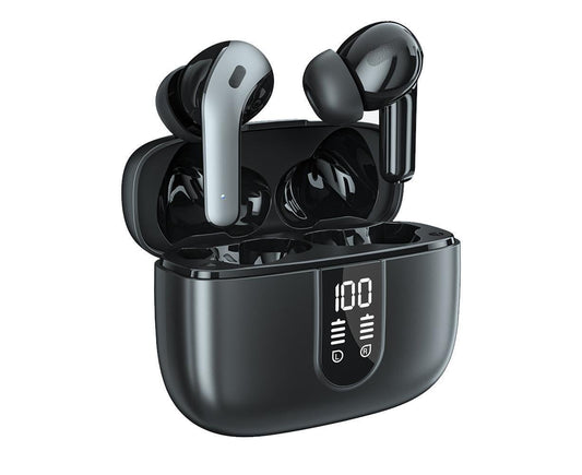 True Wireless Earbuds - LED Power Display - Bluetooth Earphones with Charging Case and Mic V1263-JX-12