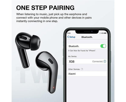 True Wireless Earbuds - LED Power Display - Bluetooth Earphones with Charging Case and Mic V1263-JX-12