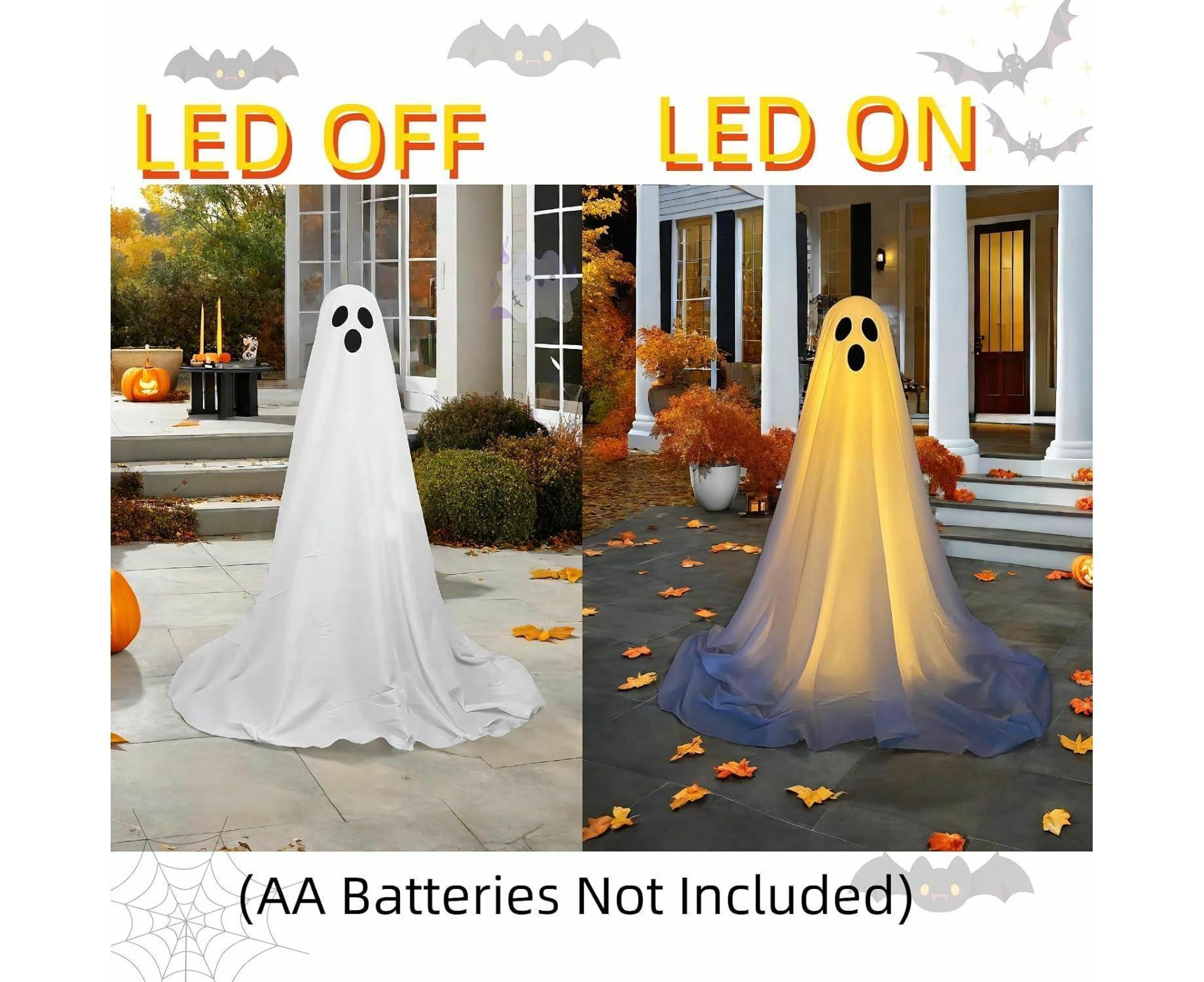 1 Pack Halloween Ghost Decorations with String Lights Outdoor Yard Front Porch Garden Decor V1263-JX-1205
