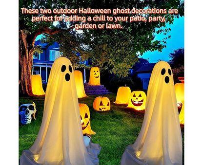 1 Pack Halloween Ghost Decorations with String Lights Outdoor Yard Front Porch Garden Decor V1263-JX-1205