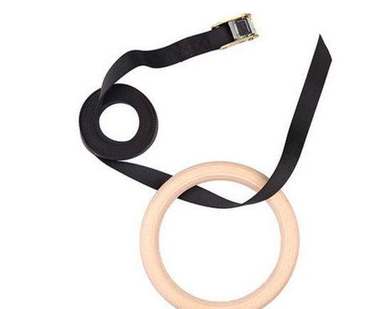 2 pcs Wood Gymnastic Rings - Olympic Gym Rings with Adjustable Straps, Heavy Duty Gym Equipment for Home Gym, V1263-JX-1207