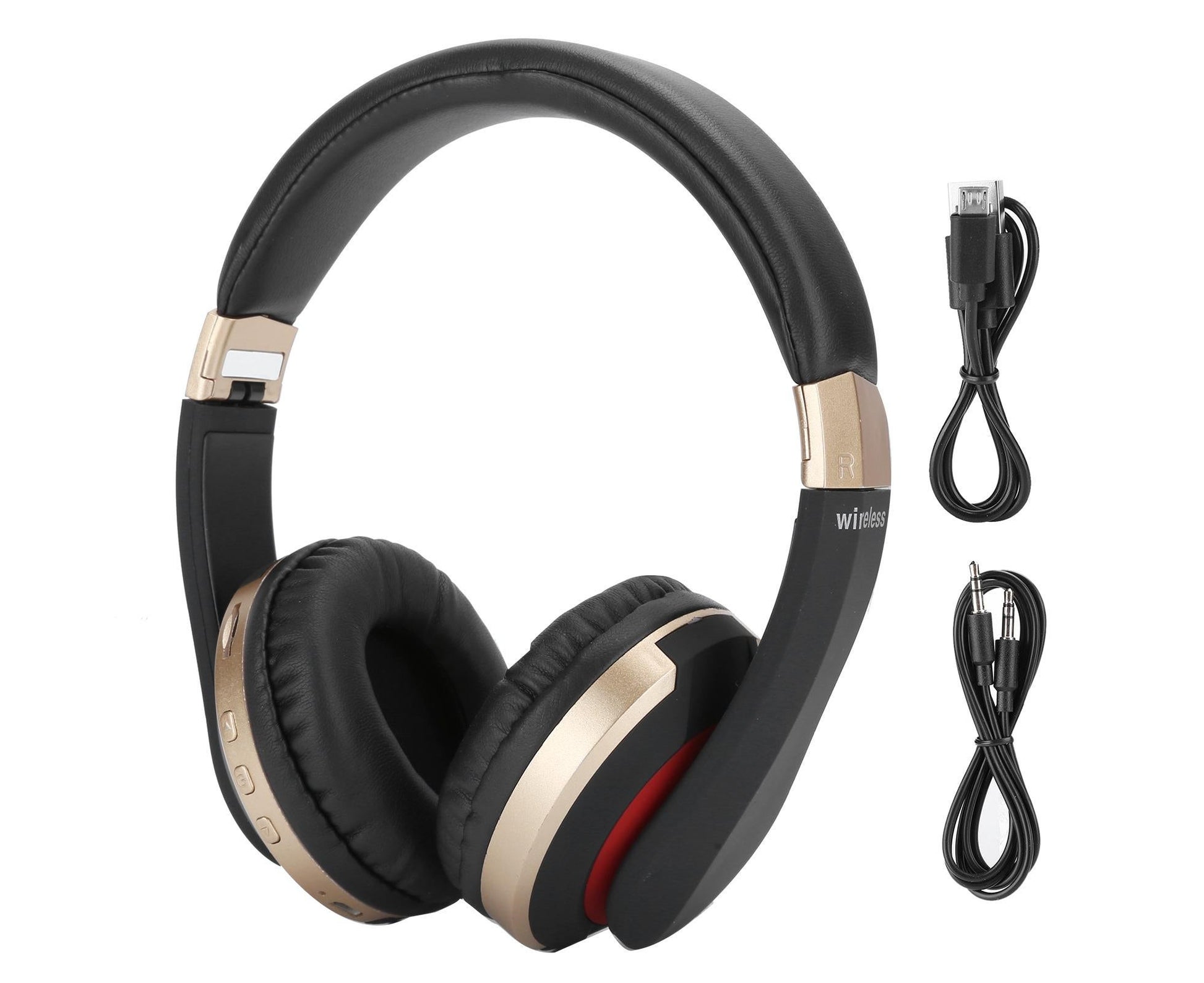 Foldable Bluetooth Headset Wireless Over Ear Stereo Headsets with Mic Gaming HeadphoneGold V1263-JX-121
