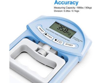 Digital Hand Dynamometer Grip Strength Measurement Meter Auto Capturing Electronic Hand Grip Power - Blue V1263-JX-1213