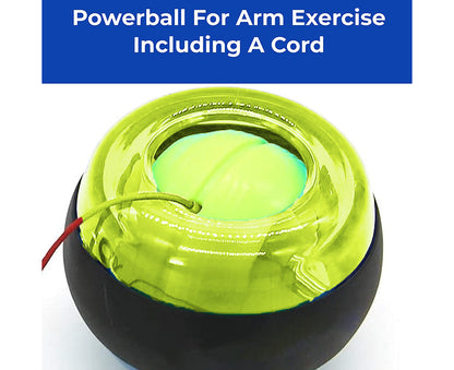 Metal Core Wrist Exerciser Wrist Strengthener Gyro Ball with LED Light - Green V1263-JX-1221