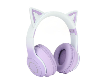 Cat Ear Bluetooth Gaming Headphones Wireless Foldable Music Headset with LED Light Detachable Microphone V1263-JX-123