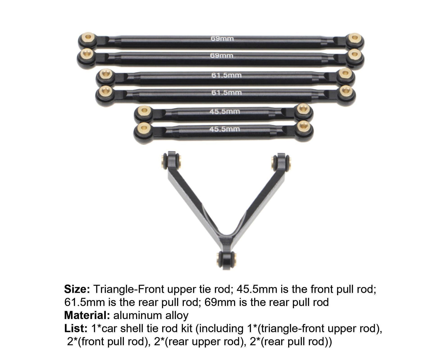 1 Set Tie Rod Kit Upgrade Replacement Black Perfect Matching Rod Link Linkage Kit for Axial SCX24 Accessories V1263-JX-1236
