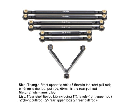1 Set Tie Rod Kit Upgrade Replacement Black Perfect Matching Rod Link Linkage Kit for Axial SCX24 Accessories V1263-JX-1236