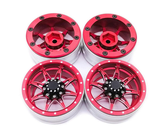 4Pcs/Set 1.9 Inch Wheel Rim Metal Parts for 1/10 Remote Crawl Car Red V1263-JX-1251