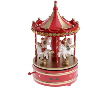 Carousel Music Box - Red Carousel Music Box V1263-JX-1264