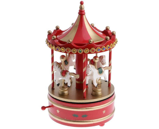 Carousel Music Box - Red Carousel Music Box V1263-JX-1264