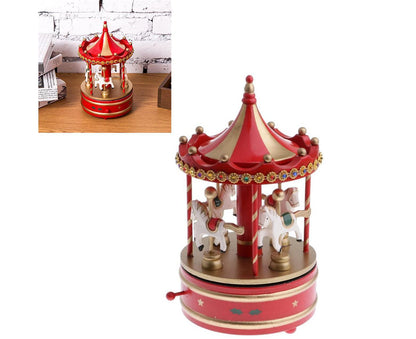 Carousel Music Box - Red Carousel Music Box V1263-JX-1264