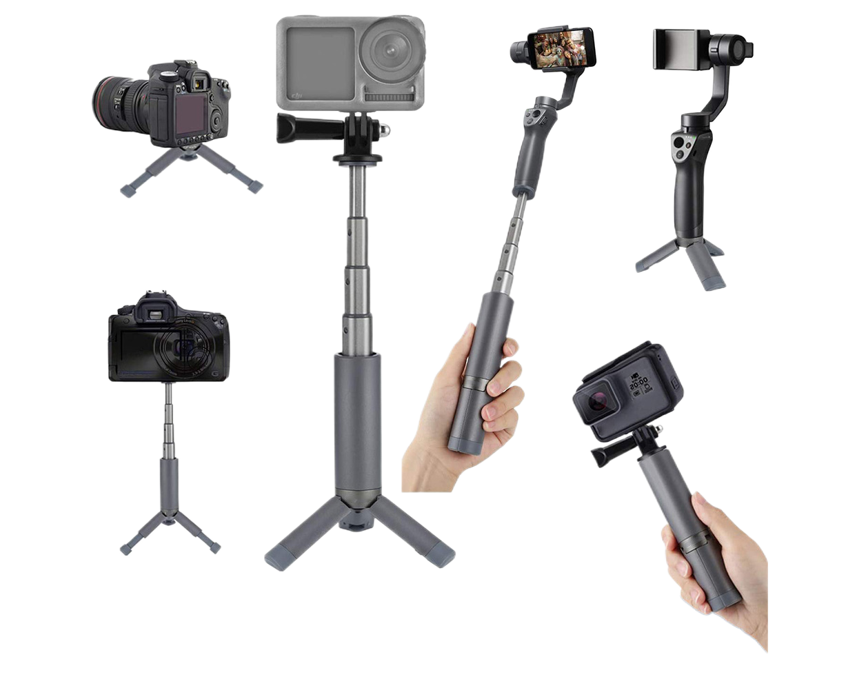 Portable Sport Camera Holder Stand Selfie Stick Mini Tripod for DJI OSMO Action Silver Grey V1263-JX-1280