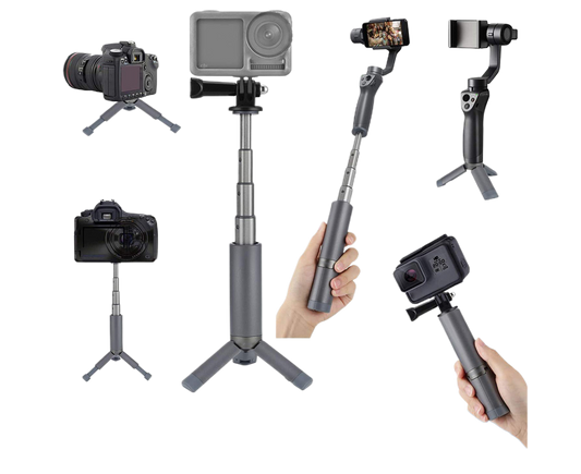 Portable Sport Camera Holder Stand Selfie Stick Mini Tripod for DJI OSMO Action Silver Grey V1263-JX-1280