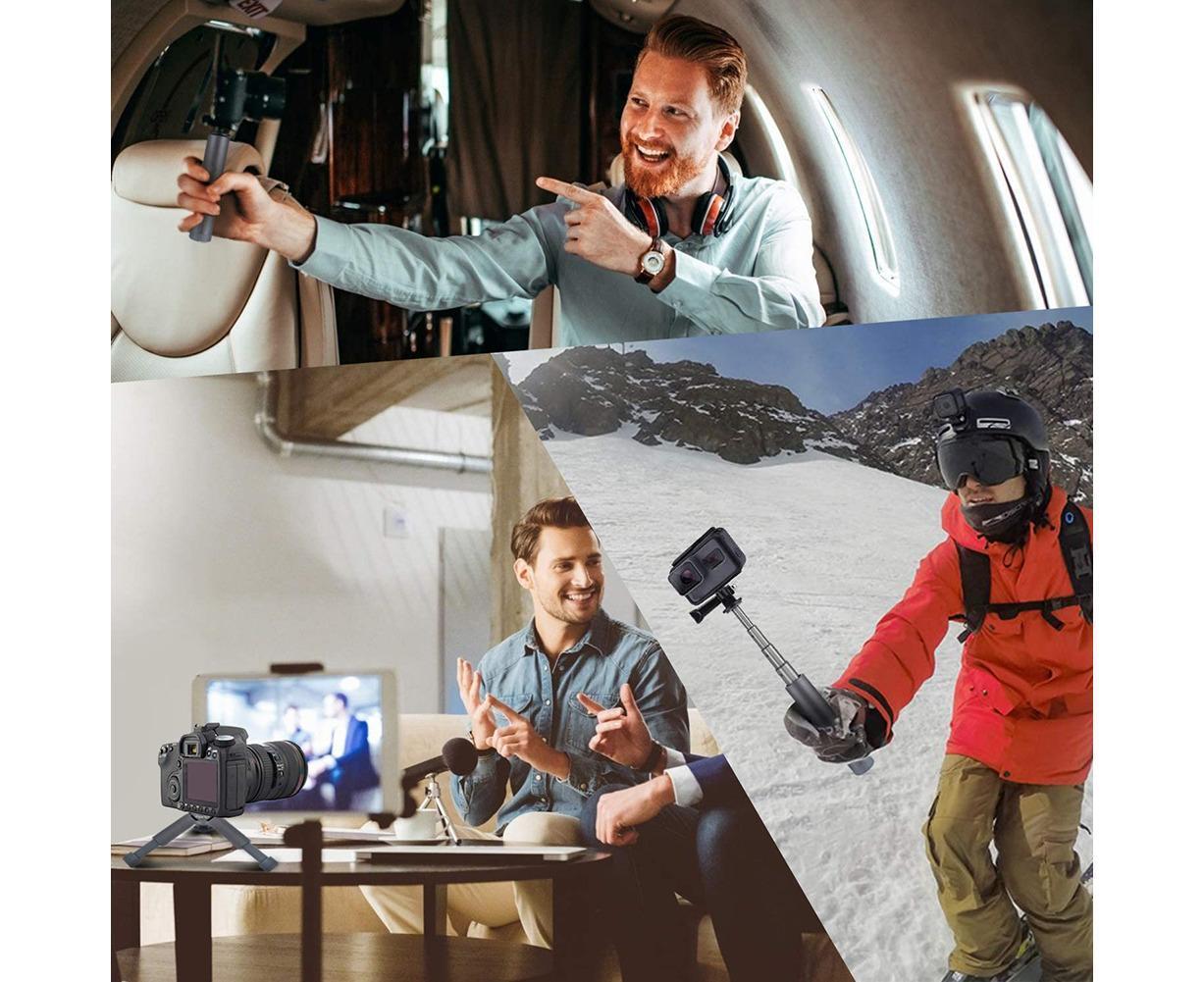Portable Sport Camera Holder Stand Selfie Stick Mini Tripod for DJI OSMO Action Silver Grey V1263-JX-1280