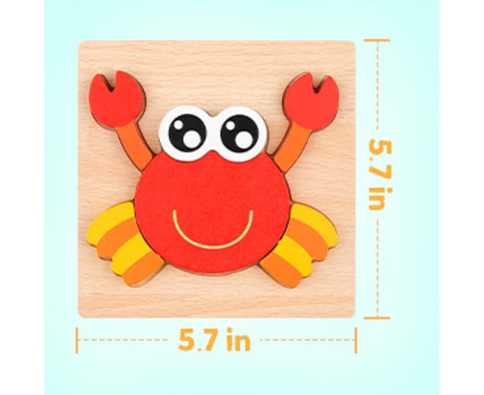 Wooden Jigsaw Puzzle Set, 6 Pack Animal Shape Color Montessori Toy, Fine Motor Skill Early Learning Gift V1263-JX-1301