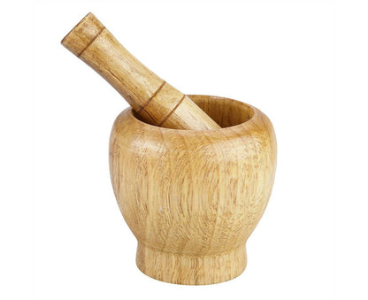 Kitchen Hand Manual Wood Garlic Ginger Spices Mortar Pestle Set Grinding Bowl Grinder V1263-JX-1306
