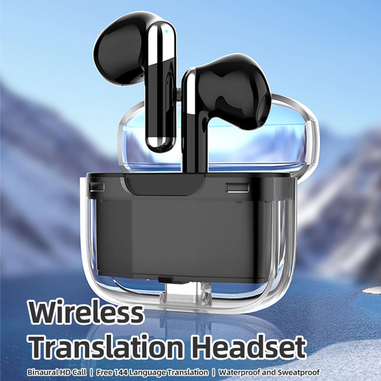 Language Translator Earbuds Bluetooth 5.3 Support 144 Languages Wireless Translator Earphone with Transparent V1263-JX-131