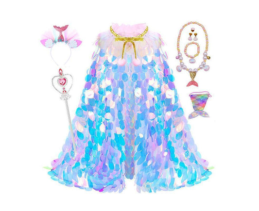 9Pcs Princess Dress-Up Clothes Mermaid Dress-Up Cape Kit V1263-JX-1315