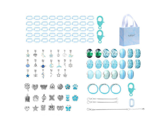 113pcs Bracelet Making Kit DIY Charm Bracelets Kit Jewellery Crafts Set for Girls Gifts - Blue V1263-JX-1317