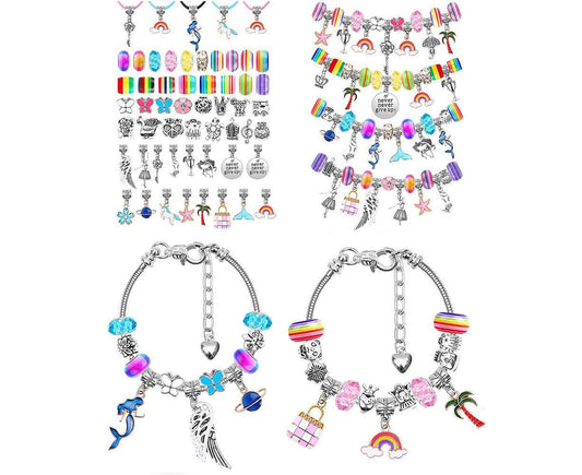 112pcs DIY Charm Jewelry Beads Crafts Bracelet Making Kit Gifts for Girls Xmas V1263-JX-1318