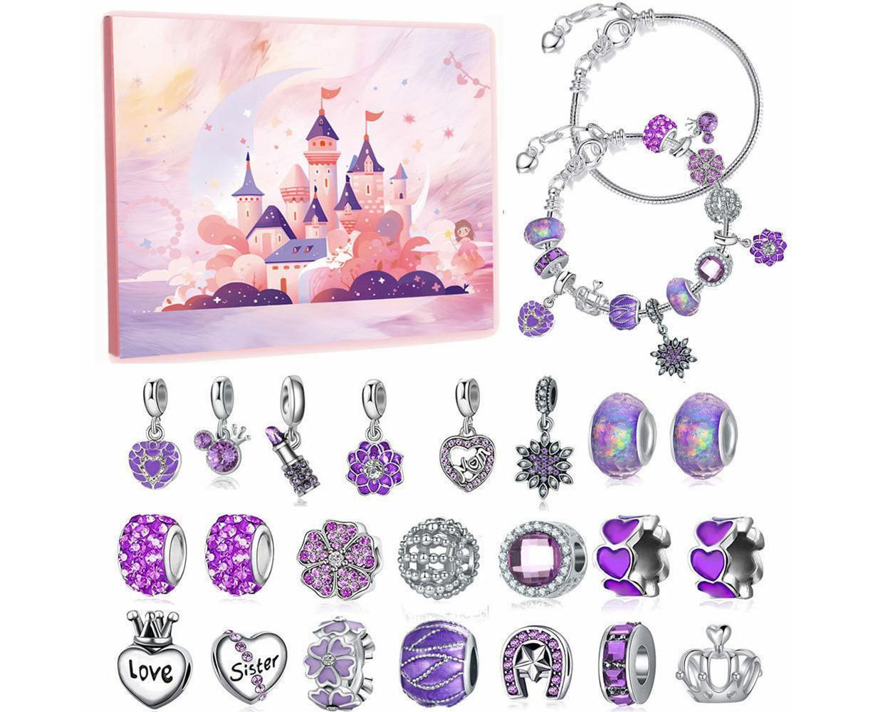 24 DAYS Christmas Advent Countdown Calendar Charm Bracelet Making Kit V1263-JX-1327