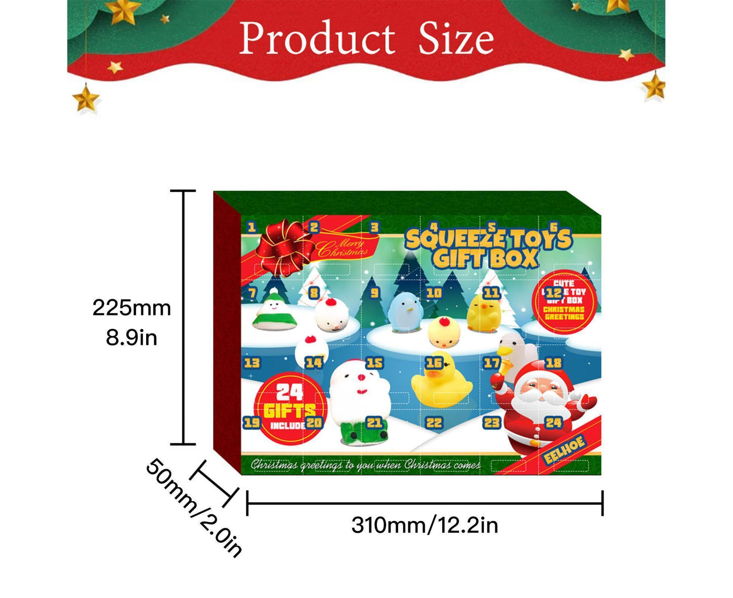 24 Days of Christmas Blind Calendar Christmas Squeeze Gift Box V1263-JX-1329