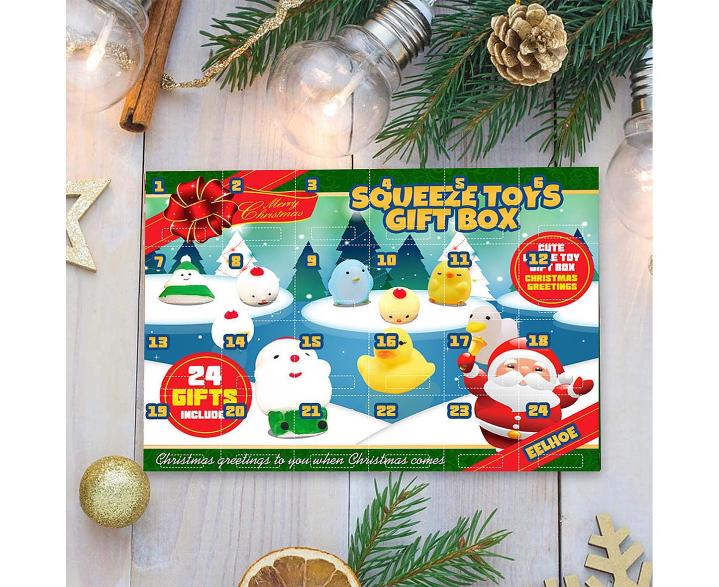 24 Days of Christmas Blind Calendar Christmas Squeeze Gift Box V1263-JX-1329